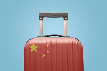 Baggage with China flag print tourism and vacation concept.
