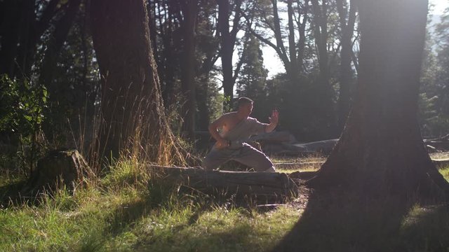 Man Practicing Kung Fu Shaolin