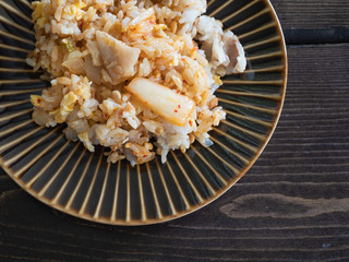キムチと納豆の手料理チャーハン。