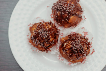 cake anthill on a plate on the table, sweets for tea