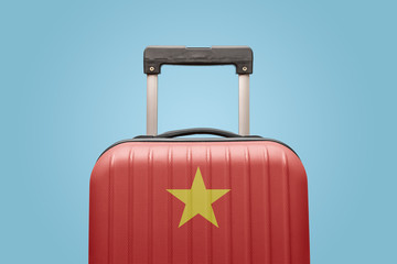 Baggage with Vietnam flag print tourism and vacation concept.