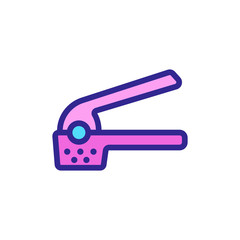 open lever type garlic press icon vector. open lever type garlic press sign. color symbol illustration
