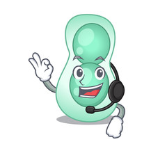 A gorgeous serratia marcescens mascot character concept wearing headphone