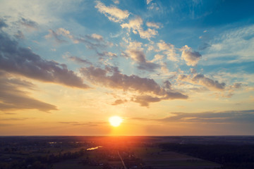 Colorful cloudy sky at sunset. Gradient color. Sky texture, abstract nature background