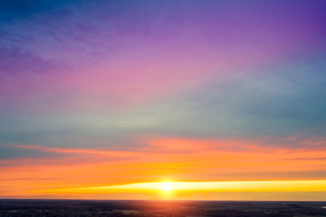 Colorful cloudy sky at sunset. Gradient color. Sky texture, abstract nature background