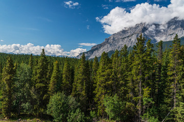 Lake Minnewanka nature scenery inside Banff National Park, Alberta, Canada