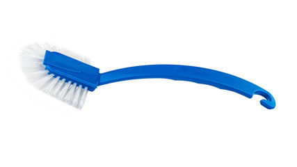 blue dish cleaning brush with long handle