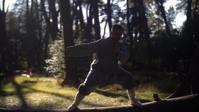 Man Practicing Kung Fu Shaolin