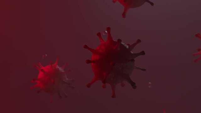 Virus inside the human body, 3d render in red background. A flawless virus of tremendous quality. Medicine and virus concept.