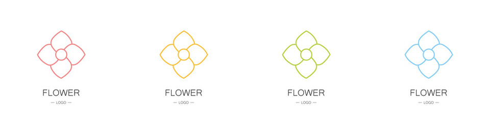 Set of flower logos. Collection. Modern design. Minimalism. Vector illustration
