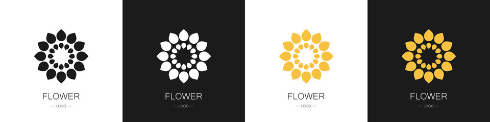 Set of flower logos. Collection. Modern design. Minimalism. Vector illustration
