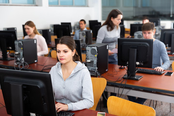 Computer science exam at the computer class