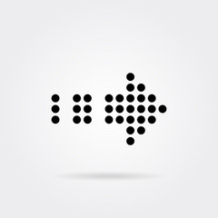 Dot arrow icon. Halftone effect. Isolated graphic element. Stock - Vector illustration.