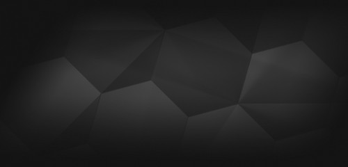 Dark abstract background - wide banner, hexagonal elements, digital illustration