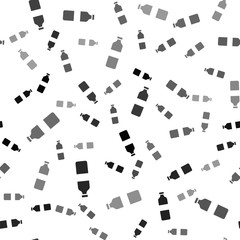 Black Bottle of water icon isolated seamless pattern on white background. Soda aqua drink sign. Vector Illustration