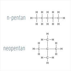 illustration of Neopentan and n-pentane 