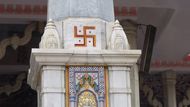 Swastika Symbol on Exterior of Jain Temple in India