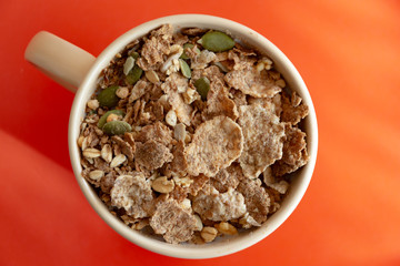 cup with seed cereal morning breakfast