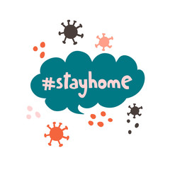 Stay home. Concept coronavirus isolation period illustration. Stayhome flash mob.