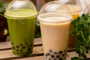   Delicious  matcha and coconut bubble tea