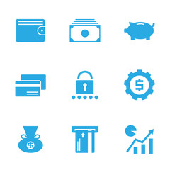 Simple set of finance and business solid icon set