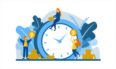 Time to make money. People make money near the clock.