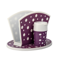 set for table setting purple in white peas