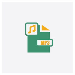 Obraz premium Mp3 concept 2 colored icon. Isolated orange and green Mp3 vector symbol design. Can be used for web and mobile UI/UX