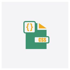 Fototapeta premium Css concept 2 colored icon. Isolated orange and green Css vector symbol design. Can be used for web and mobile UI/UX