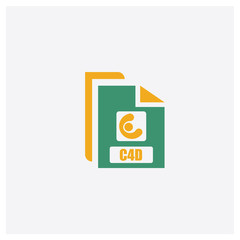 C4d concept 2 colored icon. Isolated orange and green C4d vector symbol design. Can be used for web and mobile UI/UX