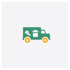 Delivery truck concept 2 colored icon. Isolated orange and green Delivery truck vector symbol design. Can be used for web and mobile UI/UX