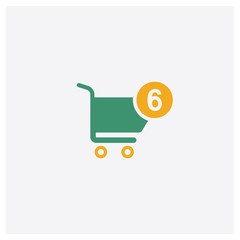 Shopping cart concept 2 colored icon. Isolated orange and green Shopping cart vector symbol design. Can be used for web and mobile UI/UX