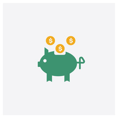Piggy bank concept 2 colored icon. Isolated orange and green Piggy bank vector symbol design. Can be used for web and mobile UI/UX