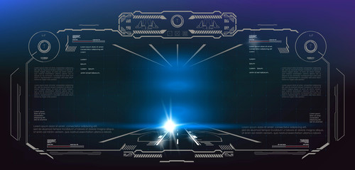 Virtual reality. Futuristic dashboard display design. Sci-Fi helmet HUD, GUI,UI. Design display control panel Virtual reality with elements of HUD, GUI, UI