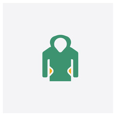 Hoodie concept 2 colored icon. Isolated orange and green Hoodie vector symbol design. Can be used for web and mobile UI/UX