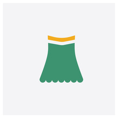 Skirt concept 2 colored icon. Isolated orange and green Skirt vector symbol design. Can be used for web and mobile UI/UX