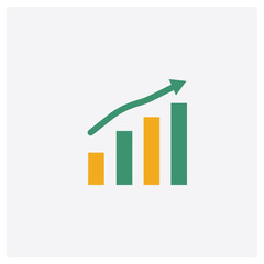 Analytics concept 2 colored icon. Isolated orange and green Analytics vector symbol design. Can be used for web and mobile UI/UX
