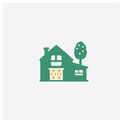 Farm concept 2 colored icon. Isolated orange and green Farm vector symbol design. Can be used for web and mobile UI/UX