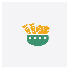 Vegetables concept 2 colored icon. Isolated orange and green Vegetables vector symbol design. Can be used for web and mobile UI/UX