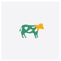 Cow concept 2 colored icon. Isolated orange and green Cow vector symbol design. Can be used for web and mobile UI/UX