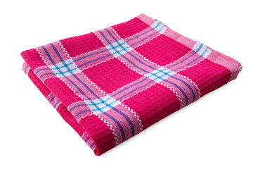 pink delicate checkered thin dish towel in the kitchen