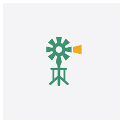 Wind Mill concept 2 colored icon. Isolated orange and green Wind Mill vector symbol design. Can be used for web and mobile UI/UX