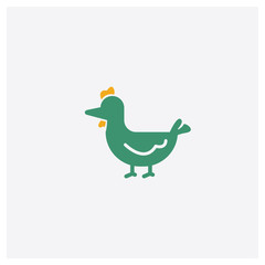 Hen concept 2 colored icon. Isolated orange and green Hen vector symbol design. Can be used for web and mobile UI/UX