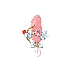 Charming picture of vibrio cholerae Cupid mascot design concept with arrow and wings