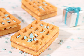 Vienna waffles with turquoise stars