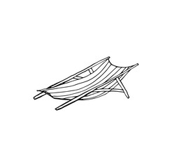 Fototapeta na wymiar Deck chair for rest. Beach lounger hammock for sunbathing.Isolate on a white background. Vector image in doodle style.