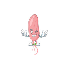 Cartoon character design concept of vibrio cholerae cartoon design style with wink eye