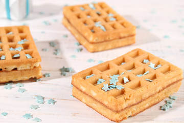Vienna waffles with turquoise stars