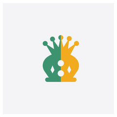 Crown concept 2 colored icon. Isolated orange and green Crown vector symbol design. Can be used for web and mobile UI/UX