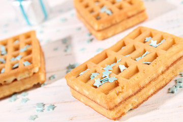 Vienna waffles with turquoise stars